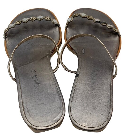 YSL Sandals Slip On Shoes Wedge Heel Yves Saint Laurent Sz EU 37 6.5-7. #35 - Picture 7 of 12